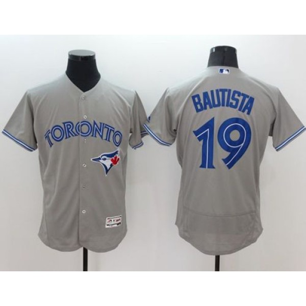 Blue Jays #19 Jose Bautista Grey Flexbase Authentic Collection Stitched Jersey