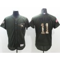 Blue Jays #11 Kevin Pillar Green Flexbase Authentic Collection Salute To Service Stitched Jersey