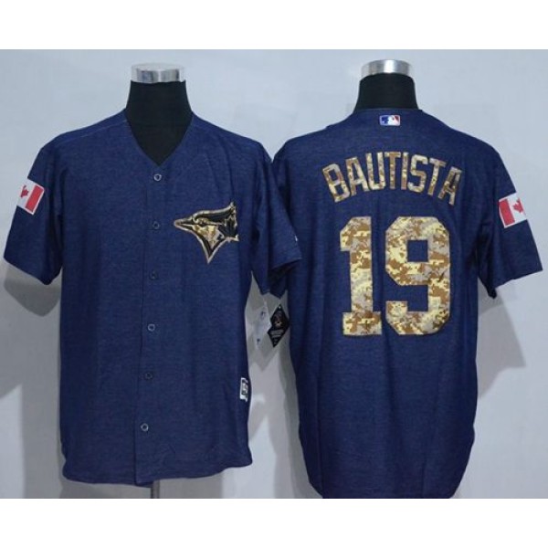 Blue Jays #19 Jose Bautista Denim Blue Salute To Service Stitched Jersey