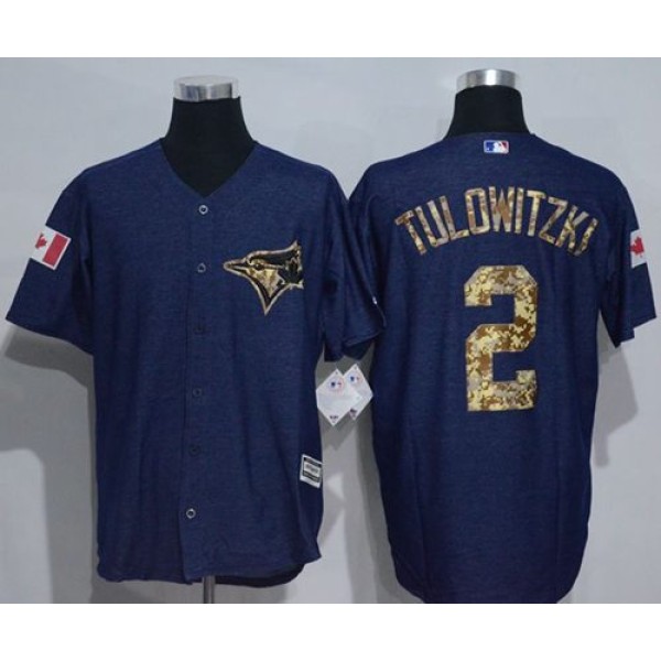 Blue Jays #2 Troy Tulowitzki Denim Blue Salute To Service Stitched Jersey