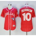 Blue Jays #10 Edwin Encarnacion Red Flexbase Authentic Collection Canada Day Stitched Jersey