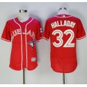Blue Jays #32 Roy Halladay Red Flexbase Authentic Collection Canada Day Stitched Jersey
