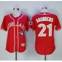 Blue Jays #21 Michael Saunders Red Flexbase Authentic Collection Canada Day Stitched Jersey