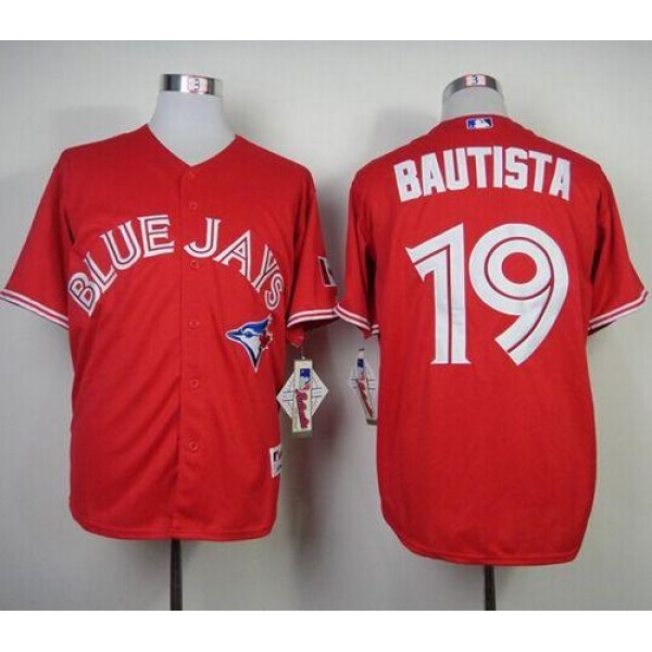 Blue Jays #19 Jose Bautista Red Canada Day Stitched Jersey
