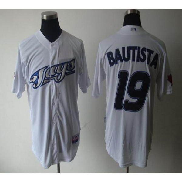Blue Jays #19 Jose Bautista White Cool Base Stitched Jersey