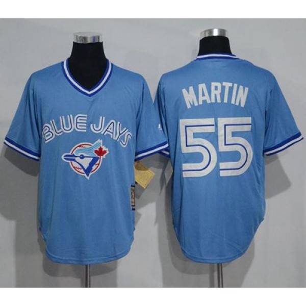 Blue Jays #55 Russell Martin Light Blue Cooperstown Throwback Stitched Jersey
