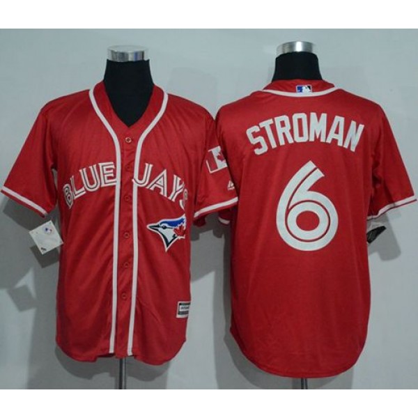 Blue Jays #6 Marcus Stroman Red New Cool Base Canada Day Stitched Jersey