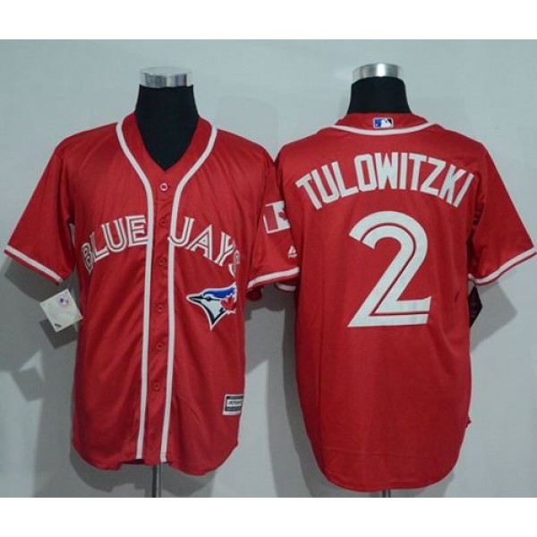 Blue Jays #2 Troy Tulowitzki Red New Cool Base Canada Day Stitched Jersey