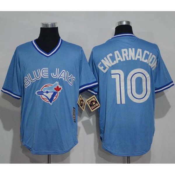 Blue Jays #10 Edwin Encarnacion Light Blue Cooperstown Throwback Stitched Jersey