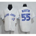 Blue Jays #55 Russell Martin White Cooperstown Throwback Stitched Jersey