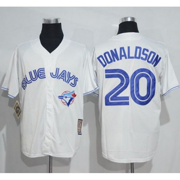Blue Jays #20 Josh Donaldson White Cooperstown Throwback Stitched Jersey
