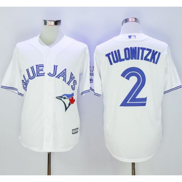 Blue Jays #2 Troy Tulowitzki White New Cool Base 40th Anniversary Stitched Jersey