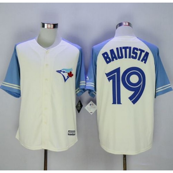 Blue Jays #19 Jose Bautista Cream Blue Exclusive New Cool Base Stitched Jersey