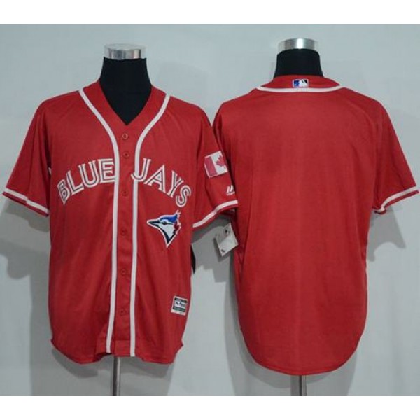 Blue Jays Blank Red New Cool Base Canada Day Stitched Jersey
