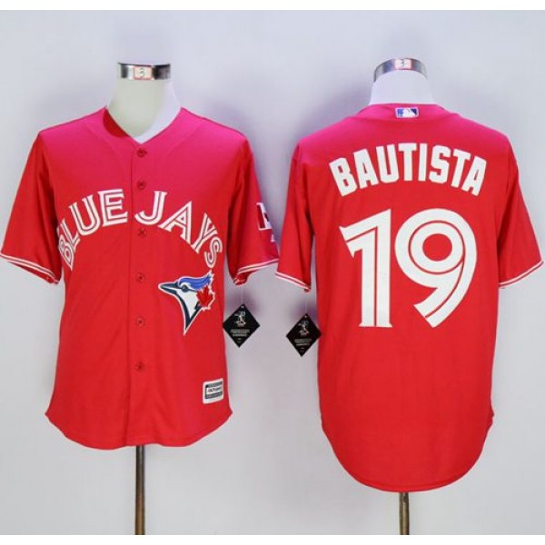 Blue Jays #19 Jose Bautista Red New Cool Base Canada Day Stitched Jersey