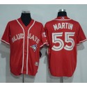 Blue Jays #55 Russell Martin Red New Cool Base Canada Day Stitched Jersey