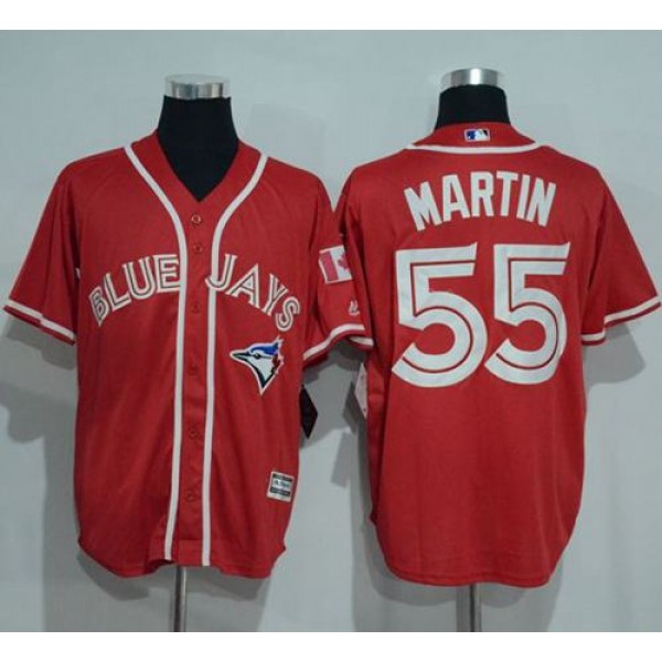 Blue Jays #55 Russell Martin Red New Cool Base Canada Day Stitched Jersey