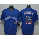 Blue Jays #19 Jose Bautista Blue USA Flag Fashion Stitched Jersey