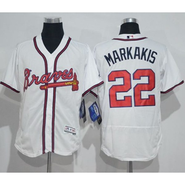 Braves #22 Nick Markakis White Flexbase Authentic Collection Stitched Jersey