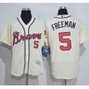 Braves #5 Freddie Freeman Cream Flexbase Authentic Collection Stitched Jersey