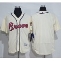 Braves Blank Cream Flexbase Authentic Collection Stitched Jersey