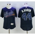 Braves #44 Hank Aaron Navy Blue Flexbase Authentic Collection Stitched Jersey