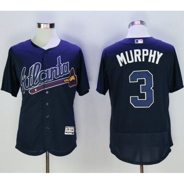 Braves #3 Dale Murphy Navy Blue Flexbase Authentic Collection Stitched Jersey