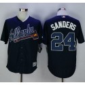 Braves #24 Deion Sanders Navy Blue New Cool Base Stitched Jersey