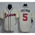 Braves #5 Freddie Freeman Cream New Cool Base Stitched Jersey