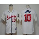 Braves #10 Chipper Jones Cream Cool Base Stitched Jersey