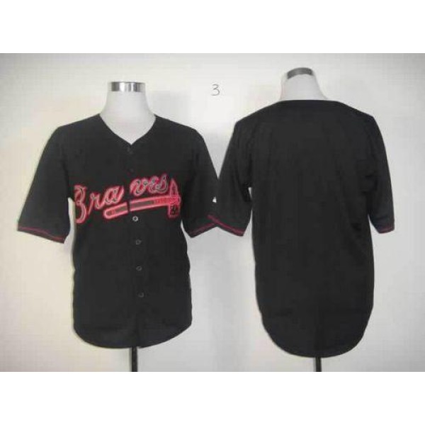 Braves Blank Black Fashion Stitched Jersey