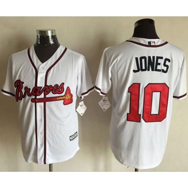 Braves #10 Chipper Jones White New Cool Base Stitched Jersey