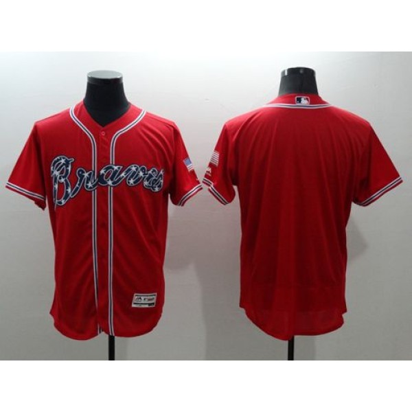 Braves Blank Red Flexbase Authentic Collection Stitched Jersey