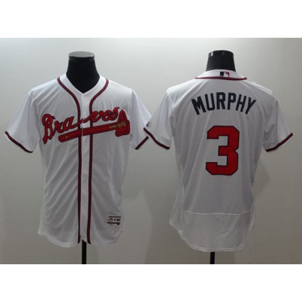 Braves #3 Dale Murphy White Flexbase Authentic Collection Stitched Jersey