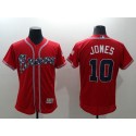 Braves #10 Chipper Jones Red Flexbase Authentic Collection Stitched Jersey