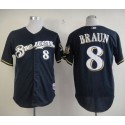 Brewers #8 Ryan Braun Stitched Blue Jersey