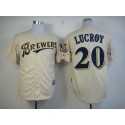 Brewers #20 Jonathan Lucroy Cream YOUniform Cool Base Stitched Jersey