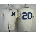 Brewers #20 Jonathan Lucroy Cream 1913 Turn Back The Clock Stitched Jersey