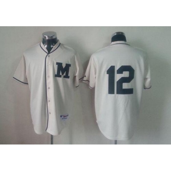 Brewers #12 Martin Maldonado Cream 1913 Turn Back The Clock Stitched Jersey