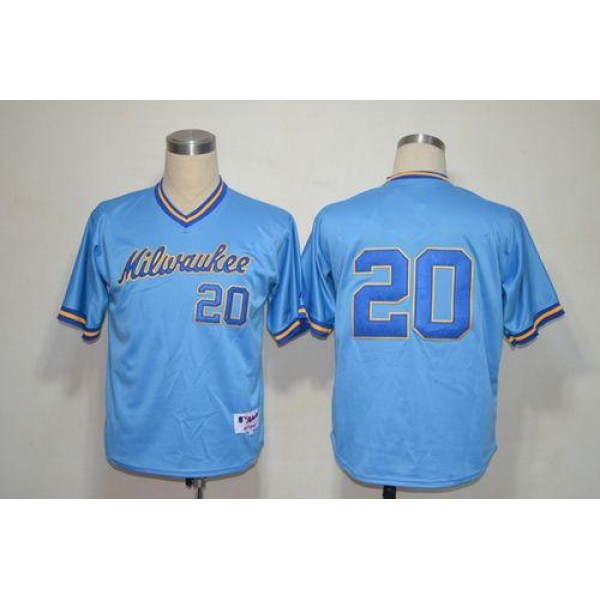 Brewers #20 Jonathan Lucroy Blue 1982 Turn Back The Clock Stitched Jersey