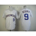Brewers #9 Jean Segura White (Blue Strip) Stitched Jersey