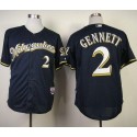 Brewers #2 Scooter Gennett Navy Blue Alternate Road Cool Base Stitched Jersey