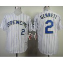 Brewers #2 Scooter Gennett White (Blue Strip) Stitched Jersey