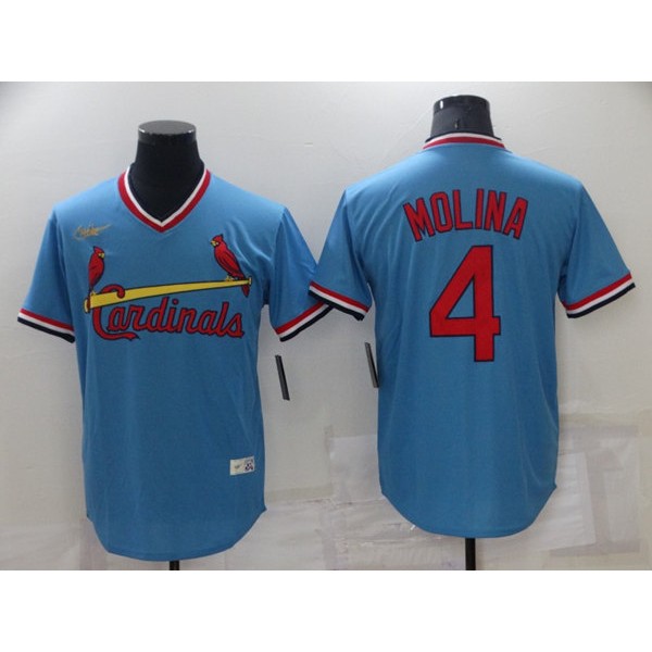 St. Louis Cardinals #4 Yadier Molina Blue Cool Base Stitched Jersey