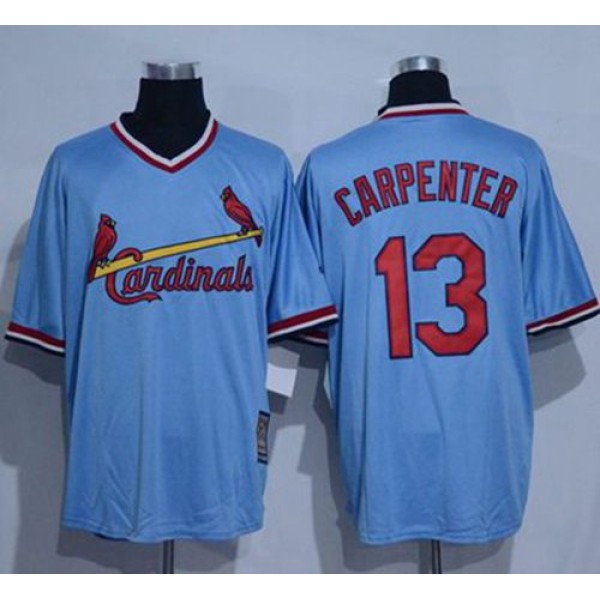 Cardinals #13 Matt Carpenter Blue Cooperstown Throwback Stitched Jersey