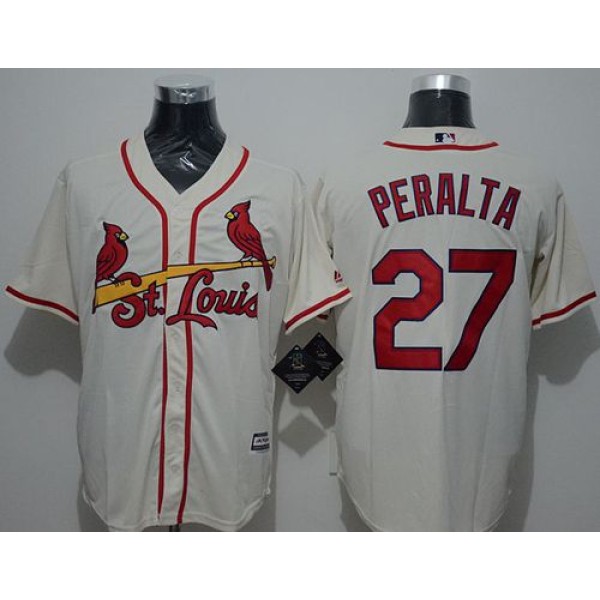 Cardinals #27 Jhonny Peralta Cream New Cool Base Stitched Jersey