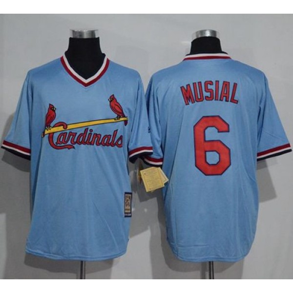 Cardinals #6 Stan Musial Blue Cooperstown Throwback Stitched Jersey
