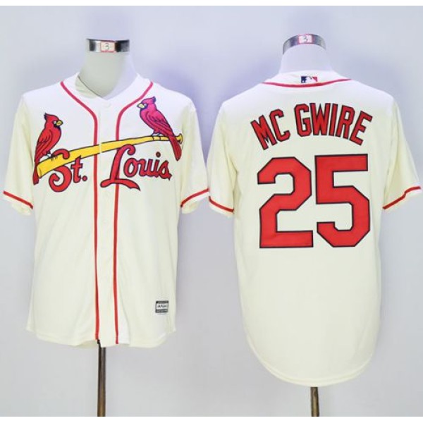 Cardinals #25 Mark McGwire Cream New Cool Base Stitched Jersey