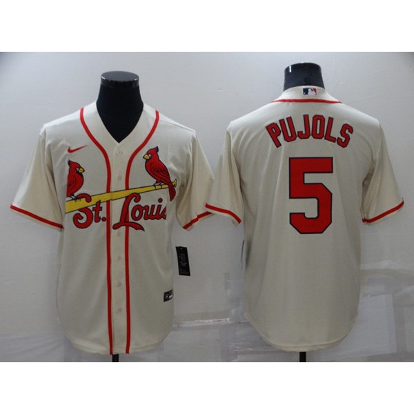 St. Louis Cardinals #5 Albert Pujols Cream Cool Base Stitched Jersey