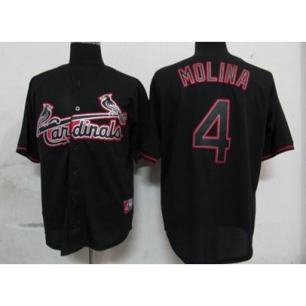 Cardinals #4 Yadier Molina Black Fashion Stitched Jersey
